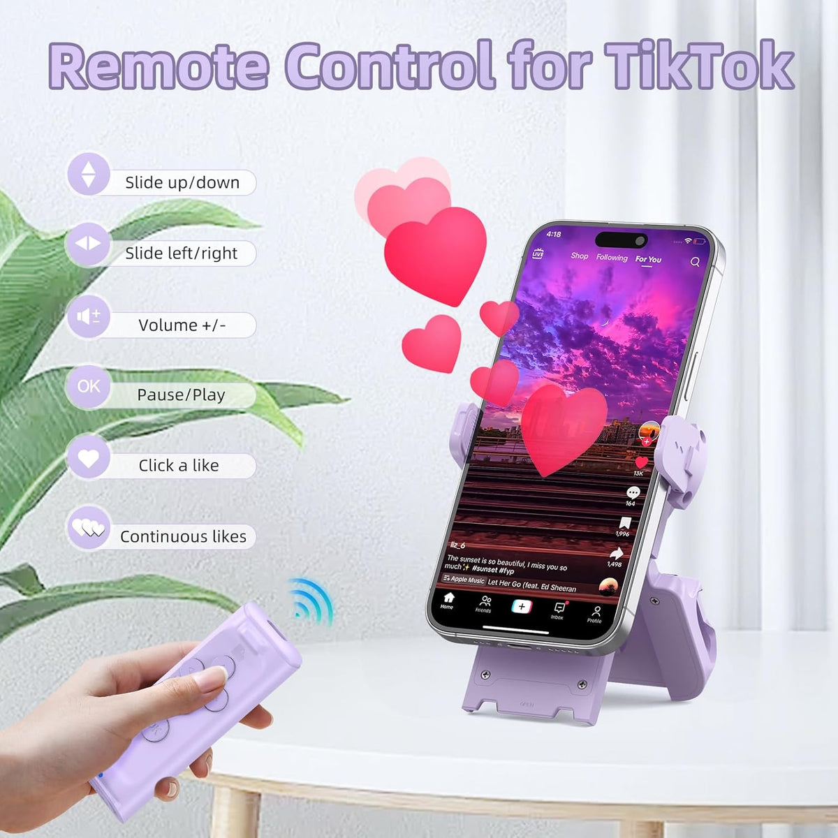 Bluetooth Scrolling Remote With Phone Stand for TikTok & Apps