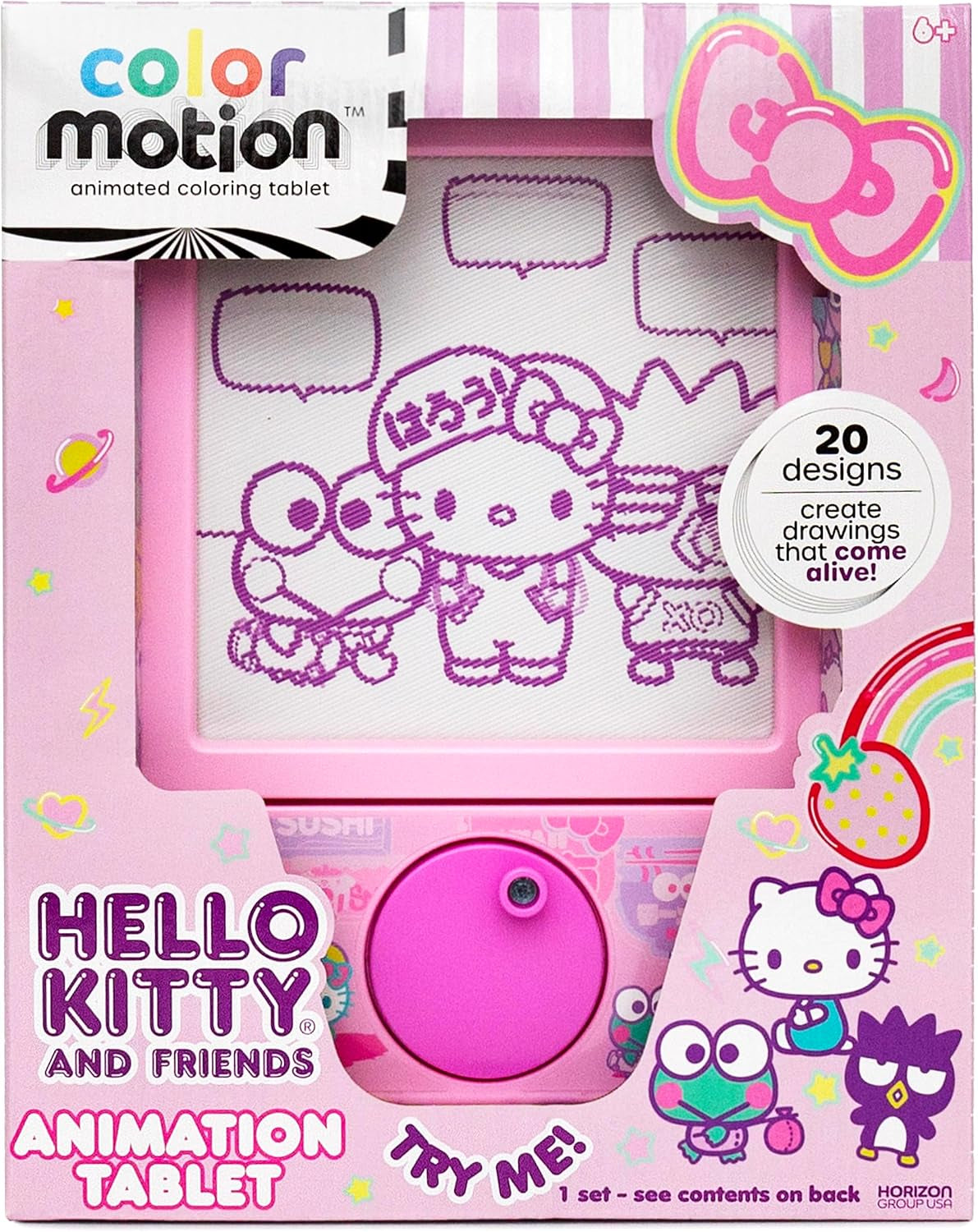 Hello Kitty and Friends Color Motion Animation Tablet, Turn Drawings into Hello Kitty with 20 Design Inserts, Coloring Markers, Drawing Pad Tablet, Sanrio Stuff, Sketch Pad