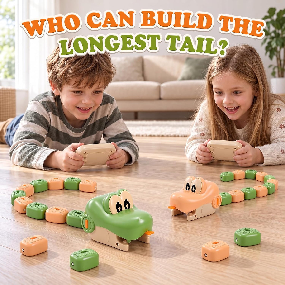 2 Pack Magnetic Snake Game, RC Snake Toy - 16 Magnetic Blocks, 2 Player