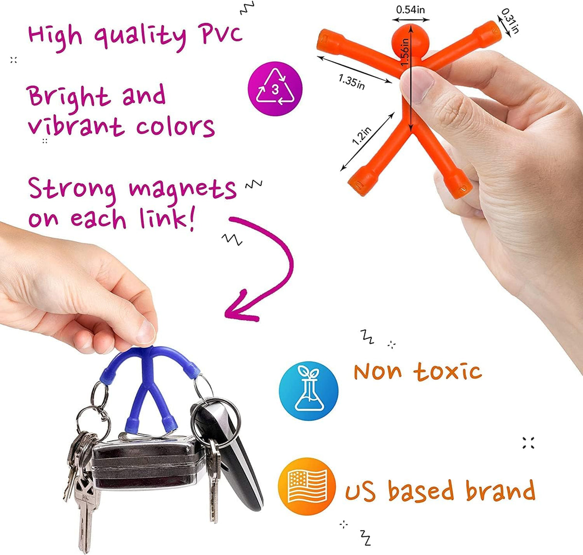 Magnetic Fidget Figures | Travel Toys for Kids (10-Piece Solid)