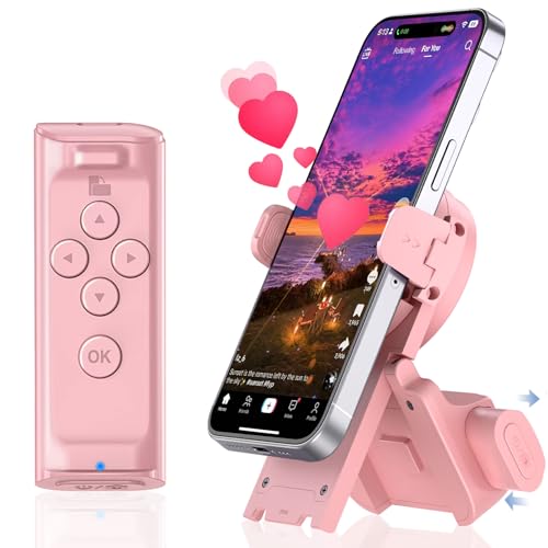 Rose Pink Color Bluetooth Scrolling Remote With Phone Stand for TikTok & Apps