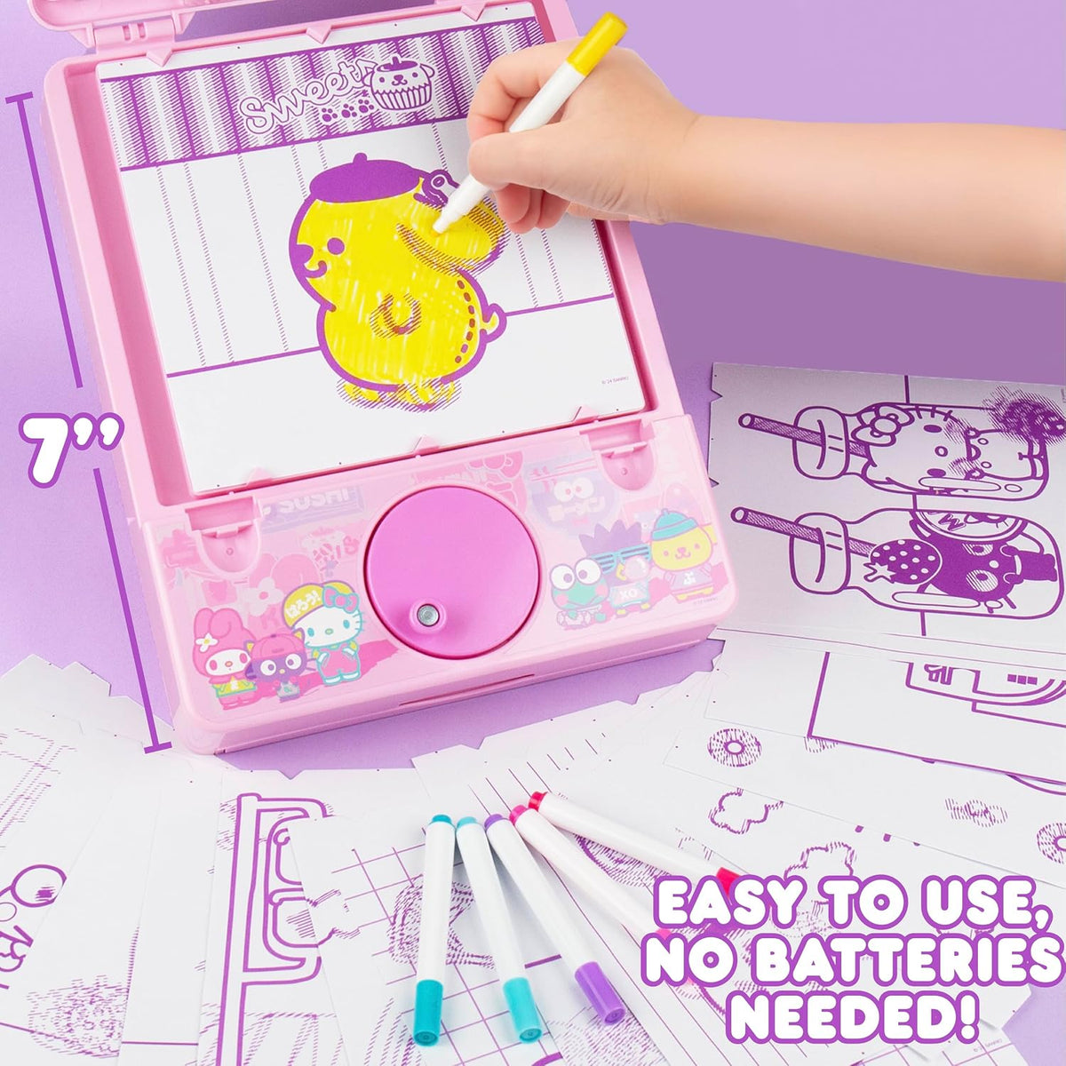 Hello Kitty and Friends Color Motion Animation Tablet, Turn Drawings into Hello Kitty with 20 Design Inserts, Coloring Markers, Drawing Pad Tablet, Sanrio Stuff, Sketch Pad