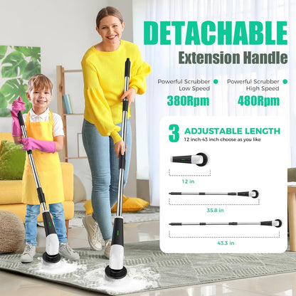 Electric Spin Scrubber: Cordless Bathroom Scrubber, Kitchen Brush