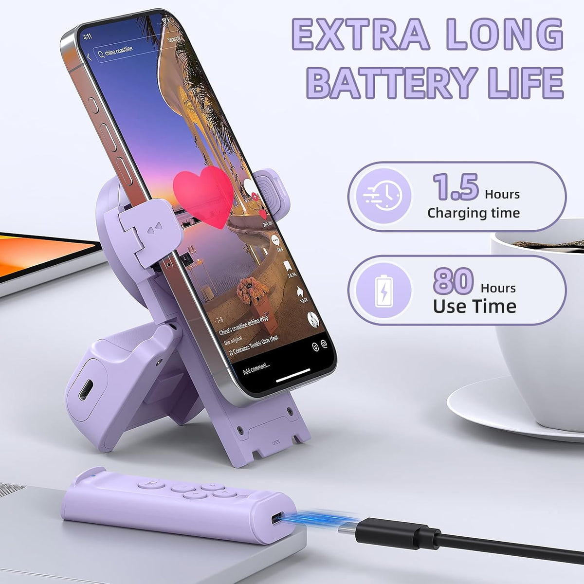 Bluetooth Scrolling Remote With Phone Stand for TikTok & Apps