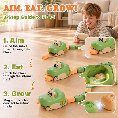 2 Pack Magnetic Snake Game, RC Snake Toy - 16 Magnetic Blocks, 2 Player