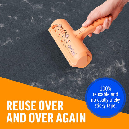Pet Hair Remover – Original Size Reusable Lint Roller for Cat & Dog Hair on Furniture, Couch, Carpet, Car, Rugs & Bedding – Portable, Eco-Friendly (Cat)