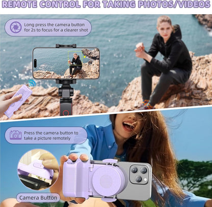 Remote Control Scrolling for Tiktok with Phone Stand,Page Turner for Kindle App E-Book,Bluetooth Camera Shutter Remote for Iphone, Android,Ios,Ipad,Tablet(Purple