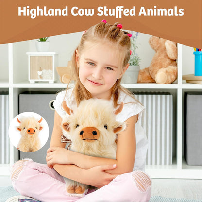 Microwavable Highland Cow Stuffed Animal Toy - Weighted Stuffed Animal Plush, Heating Pad for Period Cramps, Cozy Gift for Girls|Women|Kids|Elderly People, 9.8In, 1.65Lb