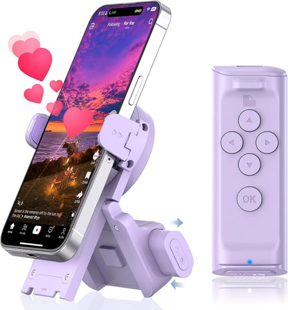 Remote Control Scrolling for Tiktok with Phone Stand,Page Turner for Kindle App E-Book,Bluetooth Camera Shutter Remote for Iphone, Android,Ios,Ipad,Tablet(Purple