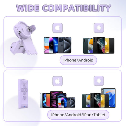 Remote Control Scrolling for Tiktok with Phone Stand,Page Turner for Kindle App E-Book,Bluetooth Camera Shutter Remote for Iphone, Android,Ios,Ipad,Tablet(Purple