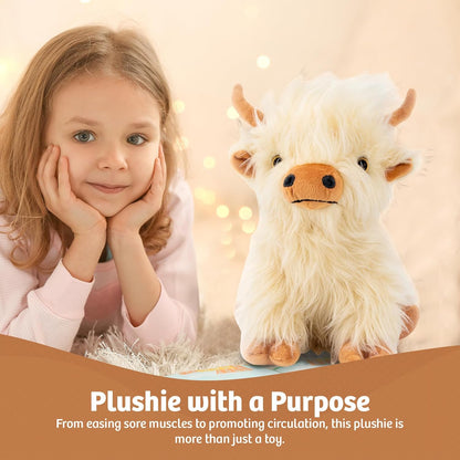 Microwavable Highland Cow Stuffed Animal Toy - Weighted Stuffed Animal Plush, Heating Pad for Period Cramps, Cozy Gift for Girls|Women|Kids|Elderly People, 9.8In, 1.65Lb