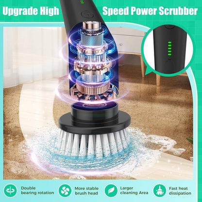 Electric Spin Scrubber: Cordless Bathroom Scrubber, Kitchen Brush