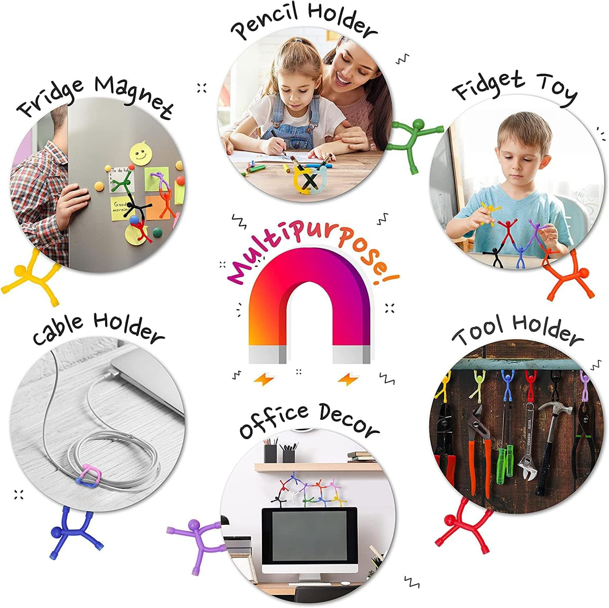 Magnetic Fidget Figures | Travel Toys for Kids (10-Piece Solid)