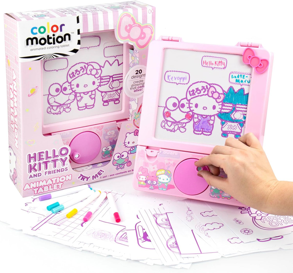 Hello Kitty and Friends Color Motion Animation Tablet, Turn Drawings into Hello Kitty with 20 Design Inserts, Coloring Markers, Drawing Pad Tablet, Sanrio Stuff, Sketch Pad