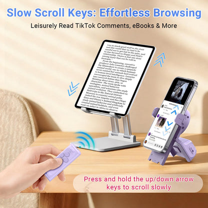 Remote Control Scrolling for Tiktok with Phone Stand,Page Turner for Kindle App E-Book,Bluetooth Camera Shutter Remote for Iphone, Android,Ios,Ipad,Tablet(Purple